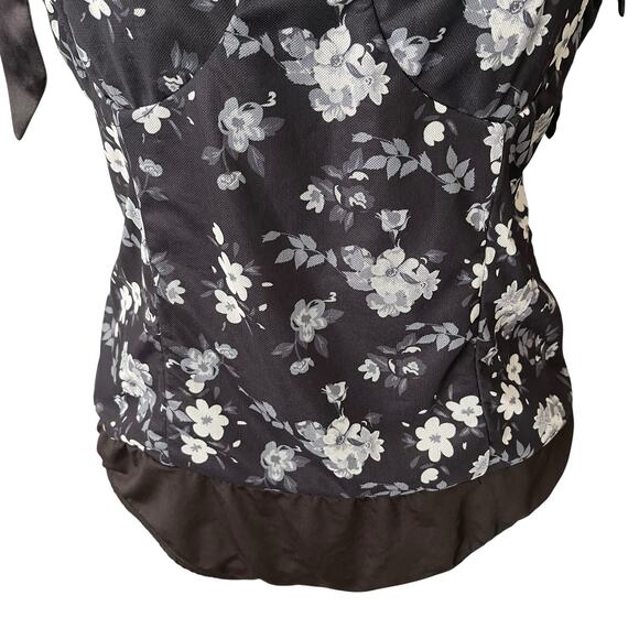 NWT Lulu's Womens XL Bodysuit Tank Top Tie Straps Black Gray Floral Thong Snap - Picture 8 of 13